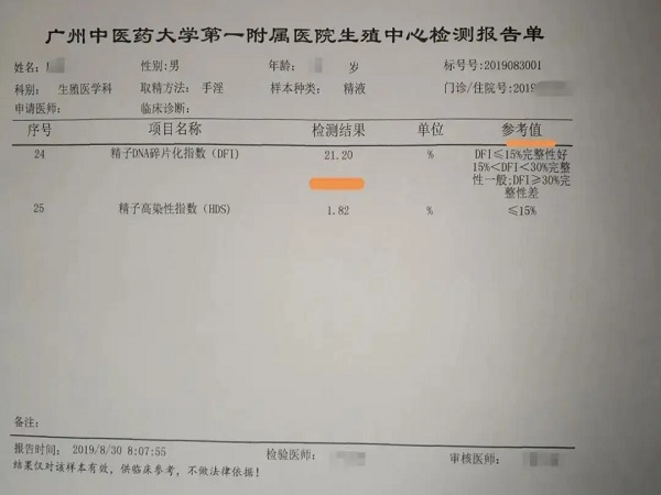 精子dfi检查报告单